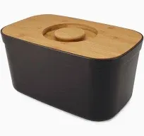 Joseph Joseph Bread Bin with Bamboo Cutting Board Lid Black