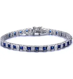 Sterling Silver Oval Blue Sapphire Tennis Bracelet