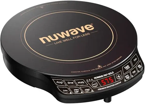 NuWave (Renewed) Gold Precision Induction Cooktop, Portable, Large 8” Heating Coil, 12” Shatter-Proof Ceramic Glass Surface, 51 Temp Settings from