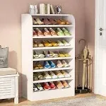 Tribesigns Shoe Rack 8-Tier Tall Shoe Shelf Shoes Storage Organizer Wooden Shoe Storage Cabinet Shoe Stand