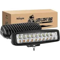 Nilight 15020F-B 2pcs 54W White/ Amber Flood Fog Road Boat Driving LED Work