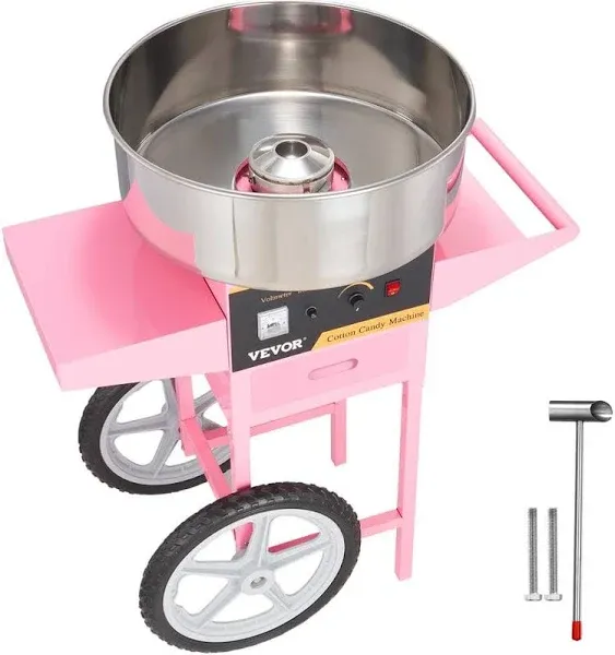 Electric Cotton Candy Machine with Cart 1000 W Commercial Floss Maker with Bowl