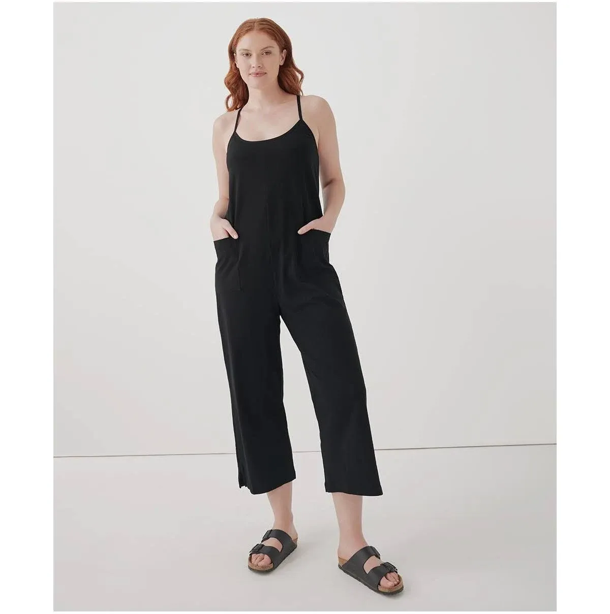 Pact Cotton Cool Stretch Lounge Jumpsuit - Black