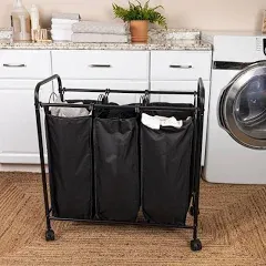 Household Essentials Rolling Triple Laundry Sorter