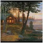 RoomMates York Wallcoverings Lake Forest Lodge Cabin Border, Brown/Black 