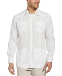 Cubavera 100% Linen Long Sleeve Guayabera Shirt - Jet Black