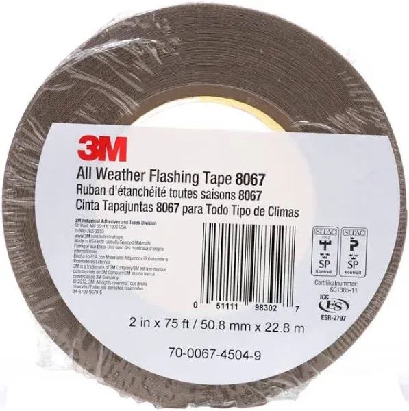 3M All Weather Flashing Tape 8067, 4 in x 75 ft, 1 Roll, Adhesive Backed Split