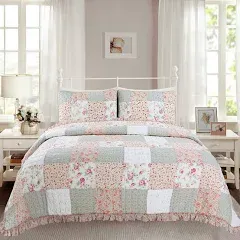 Cozy Line Andy Patchwork 3 Piece Reversible Cotton Quilt Set