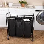 Household Essentials Rolling Triple Laundry Sorter - Black