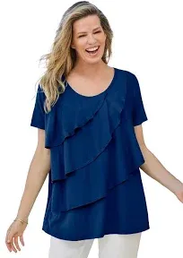 Woman Within Women's Plus Size Ruffle Tee