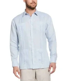 Cubavera Men's 100% Linen Long Sleeve 4 Pocket Guayabera Shirt