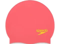 Speedo Silicone Swim Cap Elastomeric Solid Cap One Size PINK Won’t Snag Hair