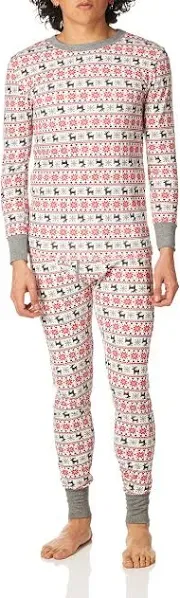 Fruit of the Loom Men's Waffle Thermal Crew Top and Pant 2-Piece Pajama Set