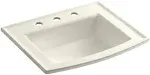 KOHLER K-2356-8-96 Archer Drop-In Bathroom Sink with 8 In. Widespread Faucet Holes, Biscuit