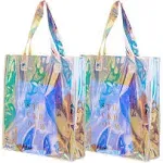 umbresen clear tote bag 2-pack holographic rainbow iridescent handbag for sports fan games