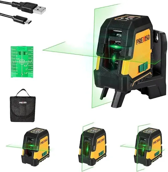 Laser Level Self Leveling - 100Ft Rechargeable Cross Line Laser, Green Line Leve