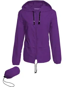 Avoogue Raincoat Women Lightweight Waterproof Rain Jackets Packable Outdoor Hooded Windbreaker