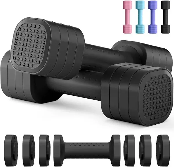 Adjustable Dumbbell Set of 2, 4 in 1 Free Weights Dumbbells Set for Women, Ha...