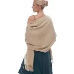 Winter Scarf for Women Beige Pashmina Shawls Wraps for Evening Dresses Large ...