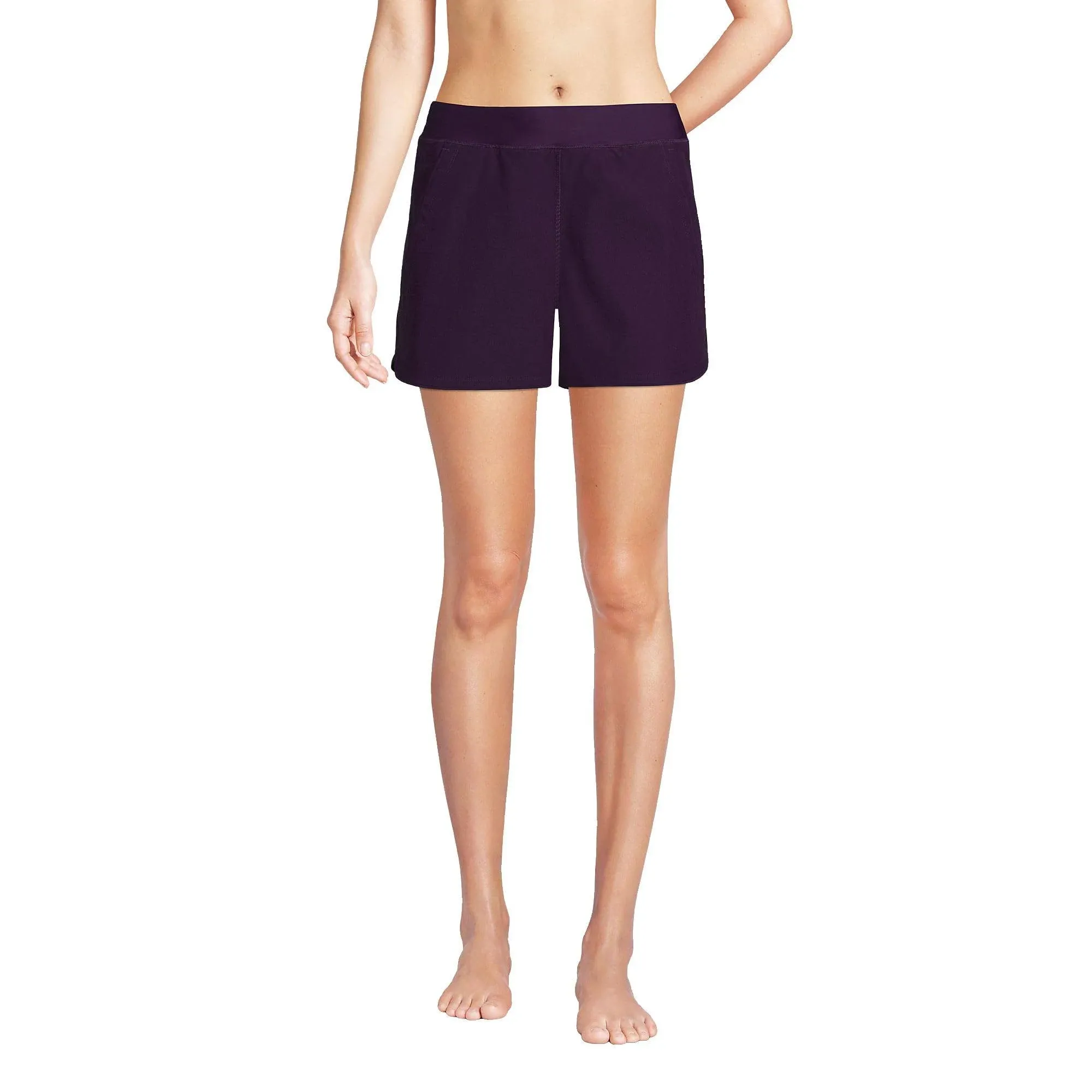 Lands' End Women's 3" Quick Dry Swim Shorts with Panty - Blackberry