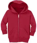 Port & Company CAR78IZH Infant Core Fleece Full-Zip Hooded Sweatshirt - Red - 06M