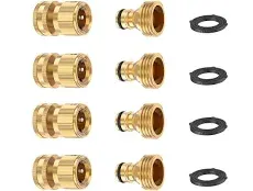 Garden Hose Quick Connector, Solid Brass 3/4 Inch Thread Fitting No-Leak Water H