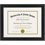 Americanflat 11x14 Diploma Frame Displays 8.5x11 Diplomas with Mat or 11x14 Inch Without Mat