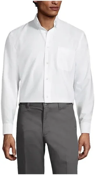 Lands' End School Uniform Men's Tall Long Sleeve Solid Oxford Dress Shirt