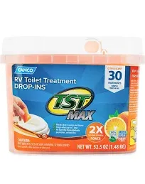 Camco TST MAX RV Toilet Treatment Drop-INs - Septic Tank Safe - Orange, 30 Pack