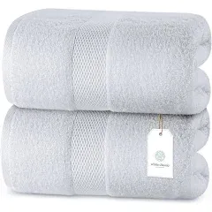 White Classic Luxury Cotton Oversized Bath Sheet 35x70 inch Set of 2|Aqua