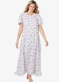 Plus Size Women's Long Floral Print Cotton Gown by Dreams & Co