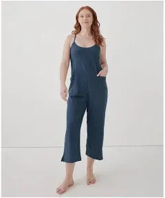 NWT Pact Organic Cotton Blend Cool Stretch Lounge Jumpsuit W Built In Shelf Bra