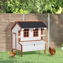 PawHut Cottage Raised Portable Backyard Chicken Coop