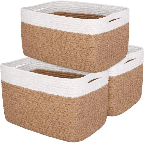 DOFASAYI Cotton Rope Storage Baskets 3-Pack Baskets for Organizing