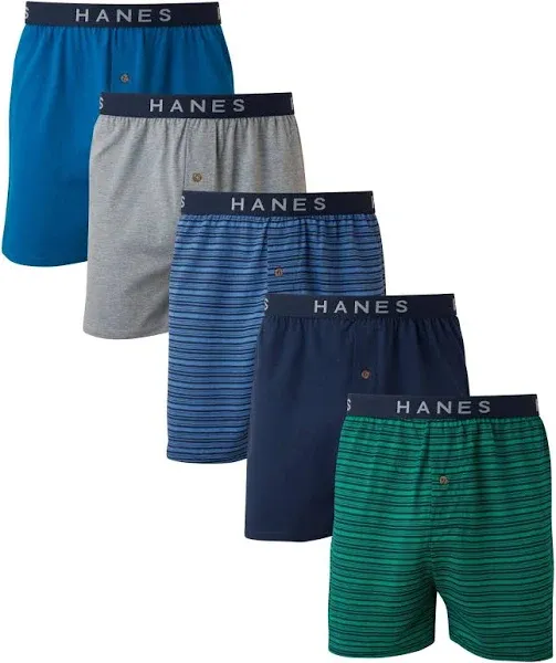 Hanes Men's Knit Boxers 5 Pack