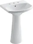 Kohler K-2362-8-0 Cimarron Pedestal Bathroom Sink with 8" Faucet Holes, White