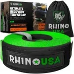 Rhino USA Recovery Tow Strap 3in x 20ft Green