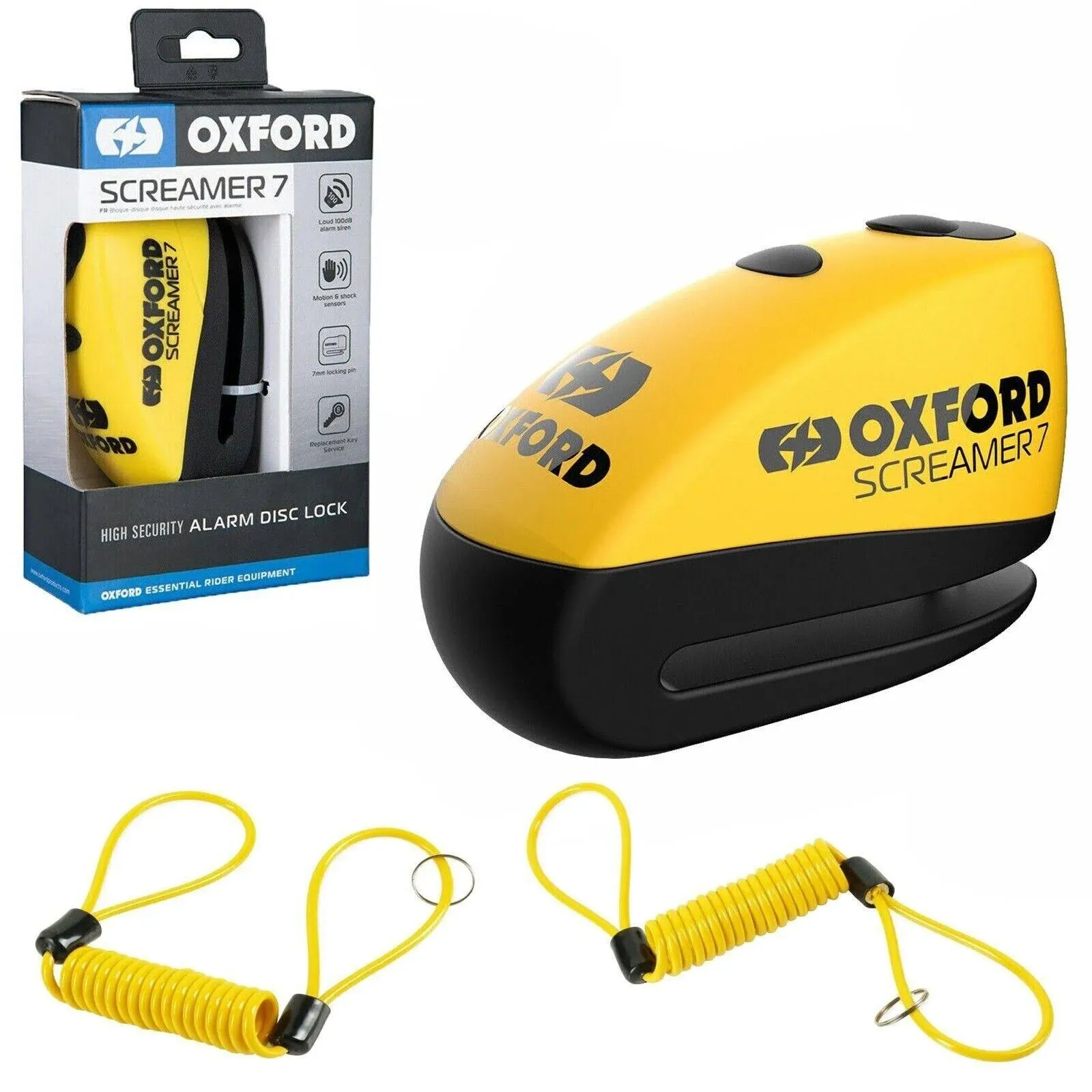 Oxford Screamer 7 Alarm Disc Lock (Yellow/Black)