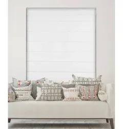 Arlo Blinds Thermal Room Darkening Fabric Roman Shades, Color: White, Size: 36" W x 72" H, Cordless Lift Window Blinds