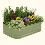 Vego Garden 17" Tall 6 in 1 Medium Novel Modular Metal Raised Garden Bed Kit Olive Green