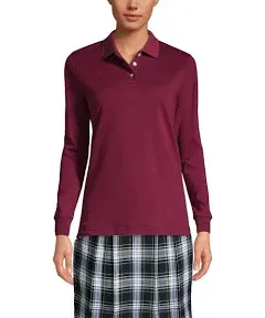 Lands&#x27; End Women&#x27;s Long Sleeve Mesh Polo, School Uniform, NWT