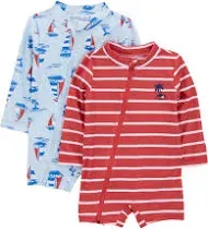 Boys&#039; 2-Pack 1-Piece Zip Rashguards Turtle/Whale 18 Months