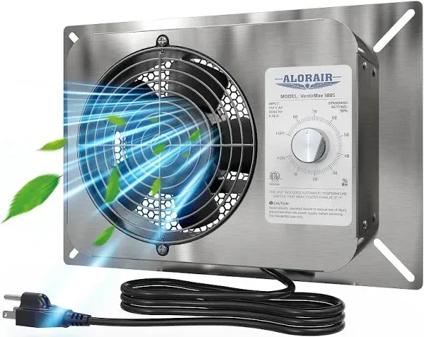 ALORAIR 300CFM IP55 Rated Basement Crawlspace Ventilation Fan with Humidista