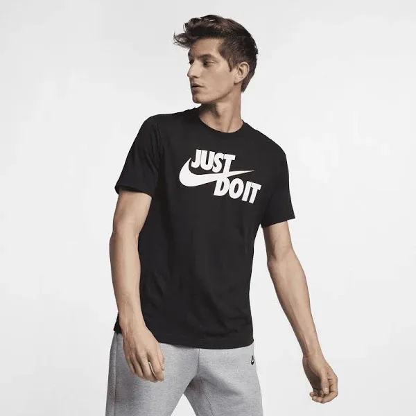 "Nike Just Do It T-Shirt Men's XL Short Sleeve Graphic Big Swoosh White Black"