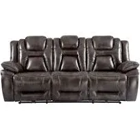 Oportuna - Dual Power Sofa With Drop Down Table - Dark Brown