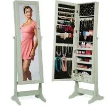 Best Choice Products Jewelry Armoire Cabinet Full Length Mirror w/ Velvet Storage Interior