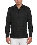 Cubavera 100% Linen Long Sleeve Guayabera Shirt - Jet Black