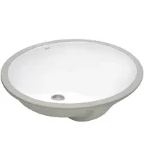 Ruvati Undermount Vanity Sink 18.5&#034; Oval Porcelain Ceramic + Overflow in White