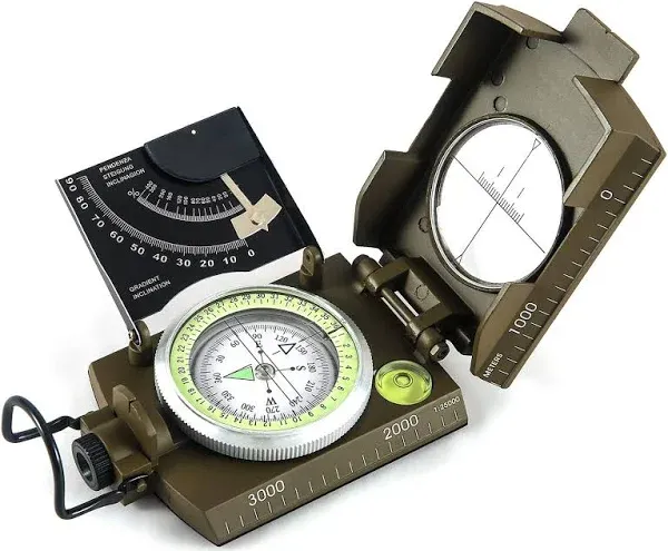 Multifunctiona<wbr/>l Military Compass with Clinometer - Ideal for Boating and Geology