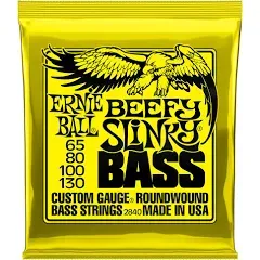 Ernie Ball 2840 Beefy Slinky Nickel Wound Electric Bass Strings, 65-130 Gauge